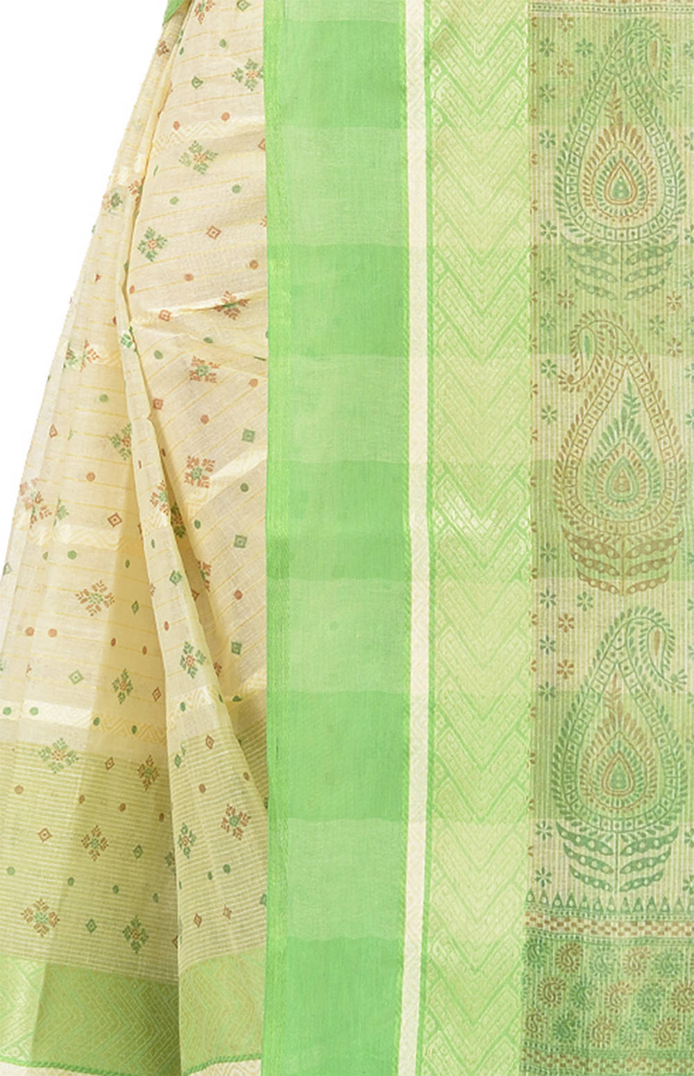 Green Pure Cotton ANARKOLI PRINT Tant Saree Print (4070)
